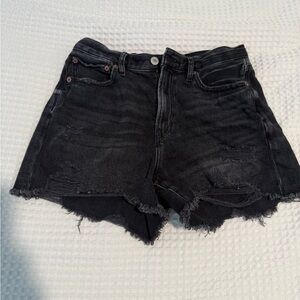 American Eagle Black Ripped Mom Shorts